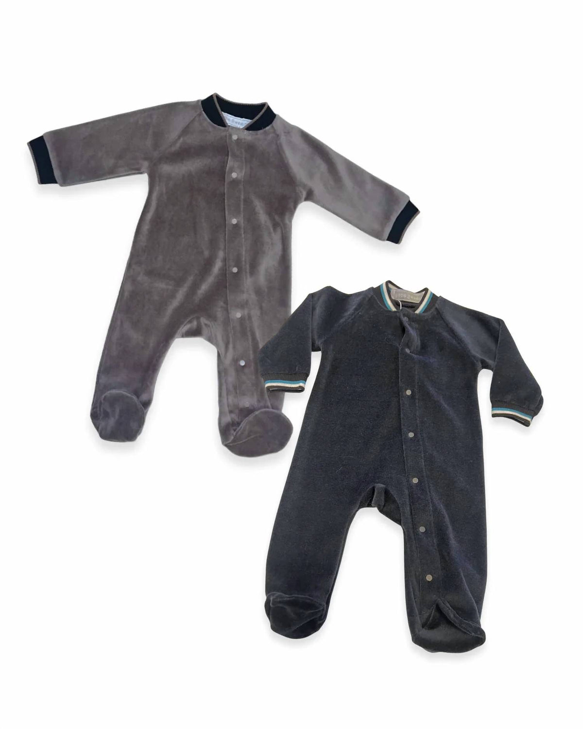 Baby Boys Varsity Neckline Velour Footie