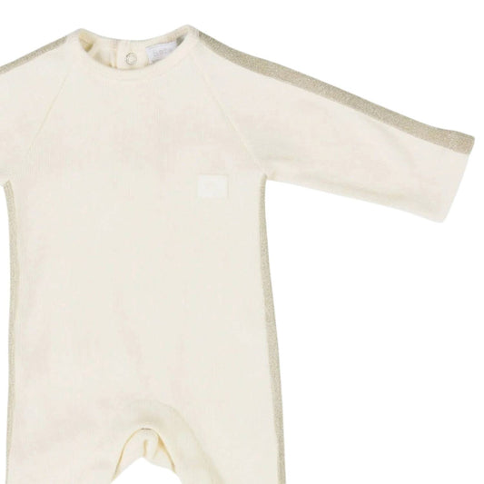 Baby Girls Glitter Ribbon Sleeve Ribbed Jersey Footies