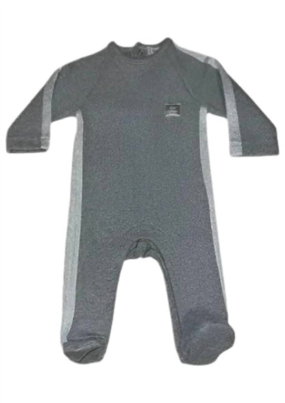 Baby Girls Ribbed Jersey Footie With Glitter Ribbon Sleeve