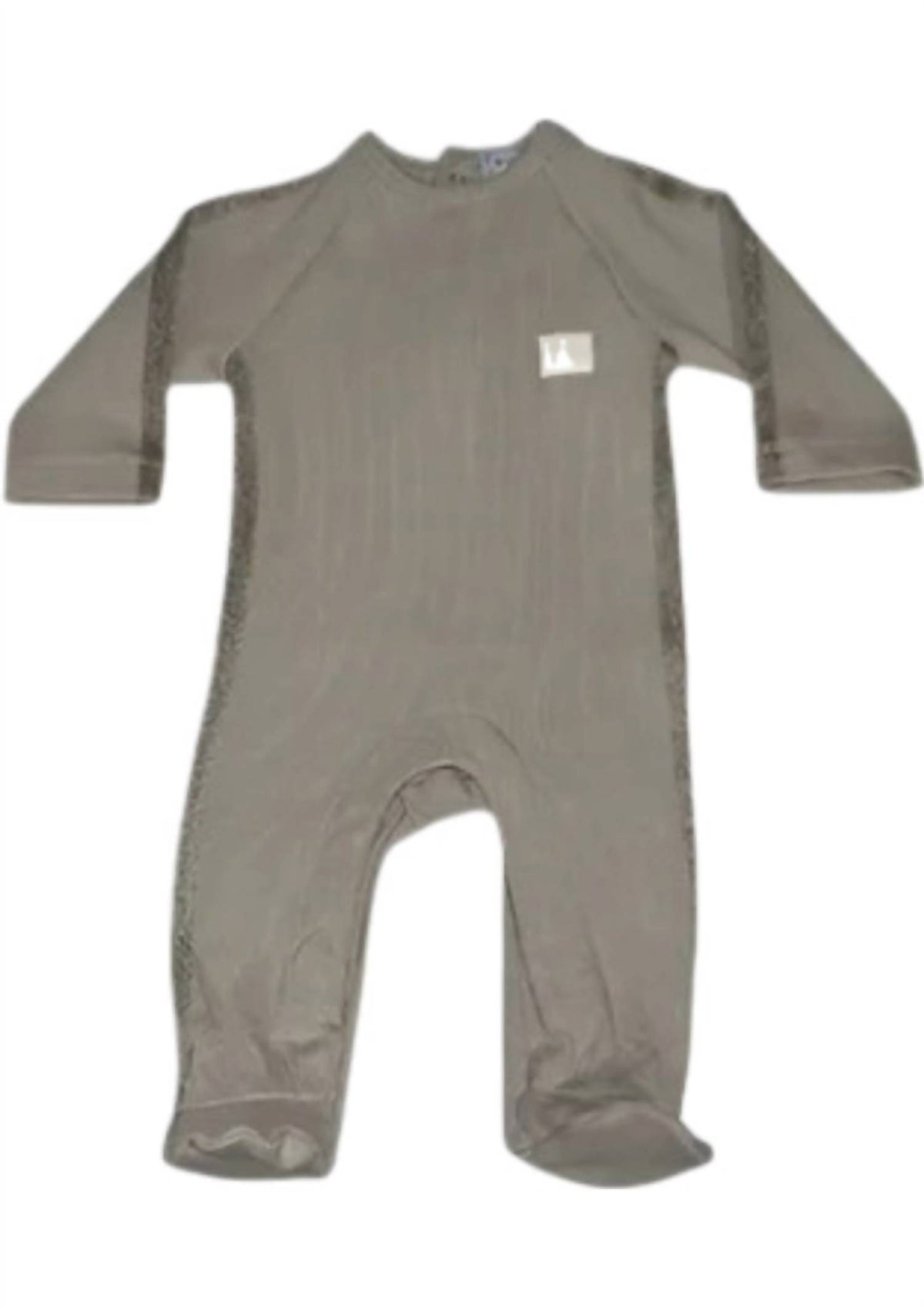Baby Girls Ribbed Jersey Footie With Glitter Ribbon Sleeve