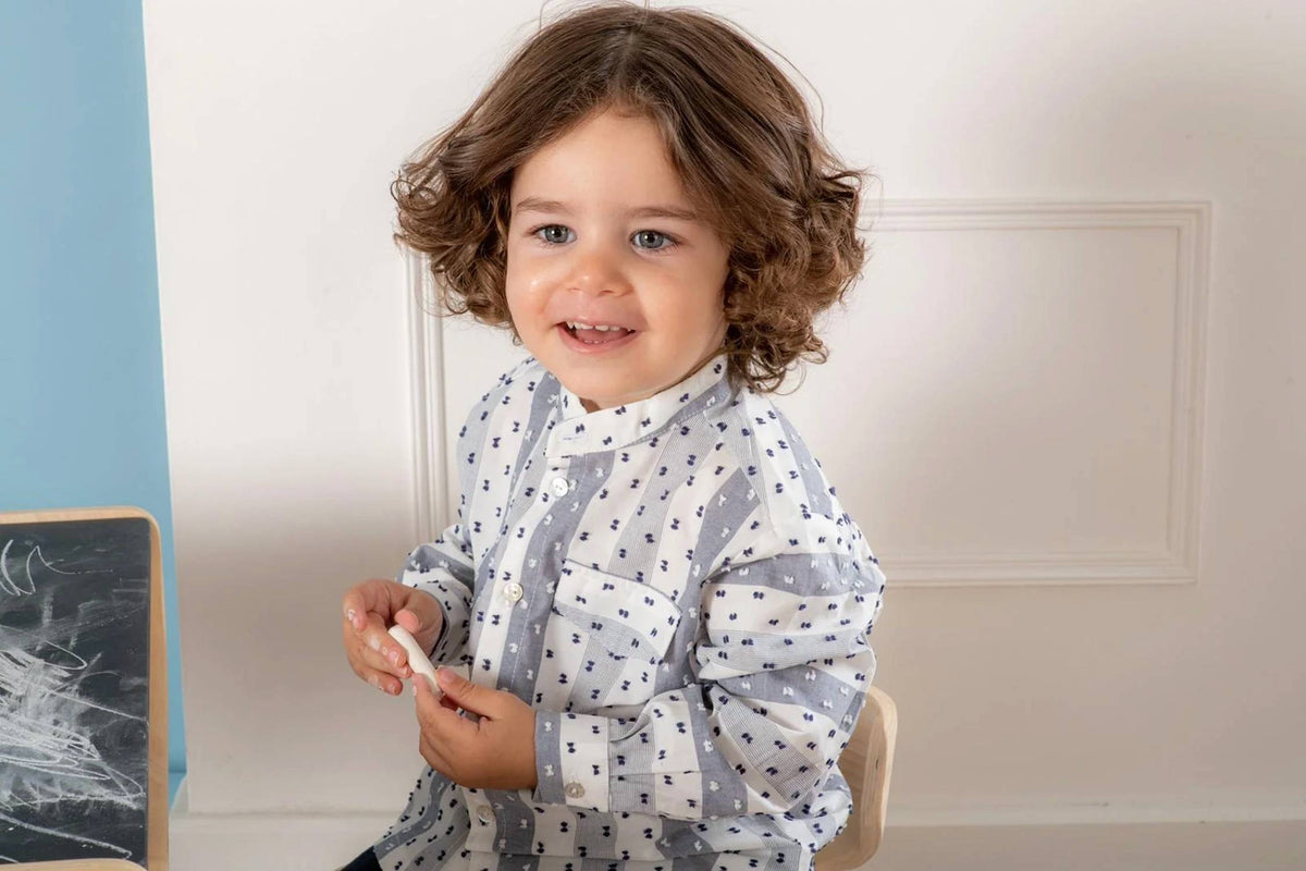 Two-Piece Long Sleeve Button Down Poplin Shirt With Pant