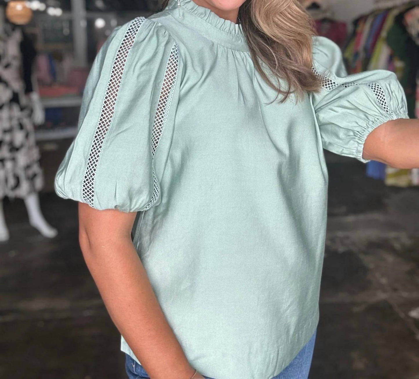 Ruffle Neck Top