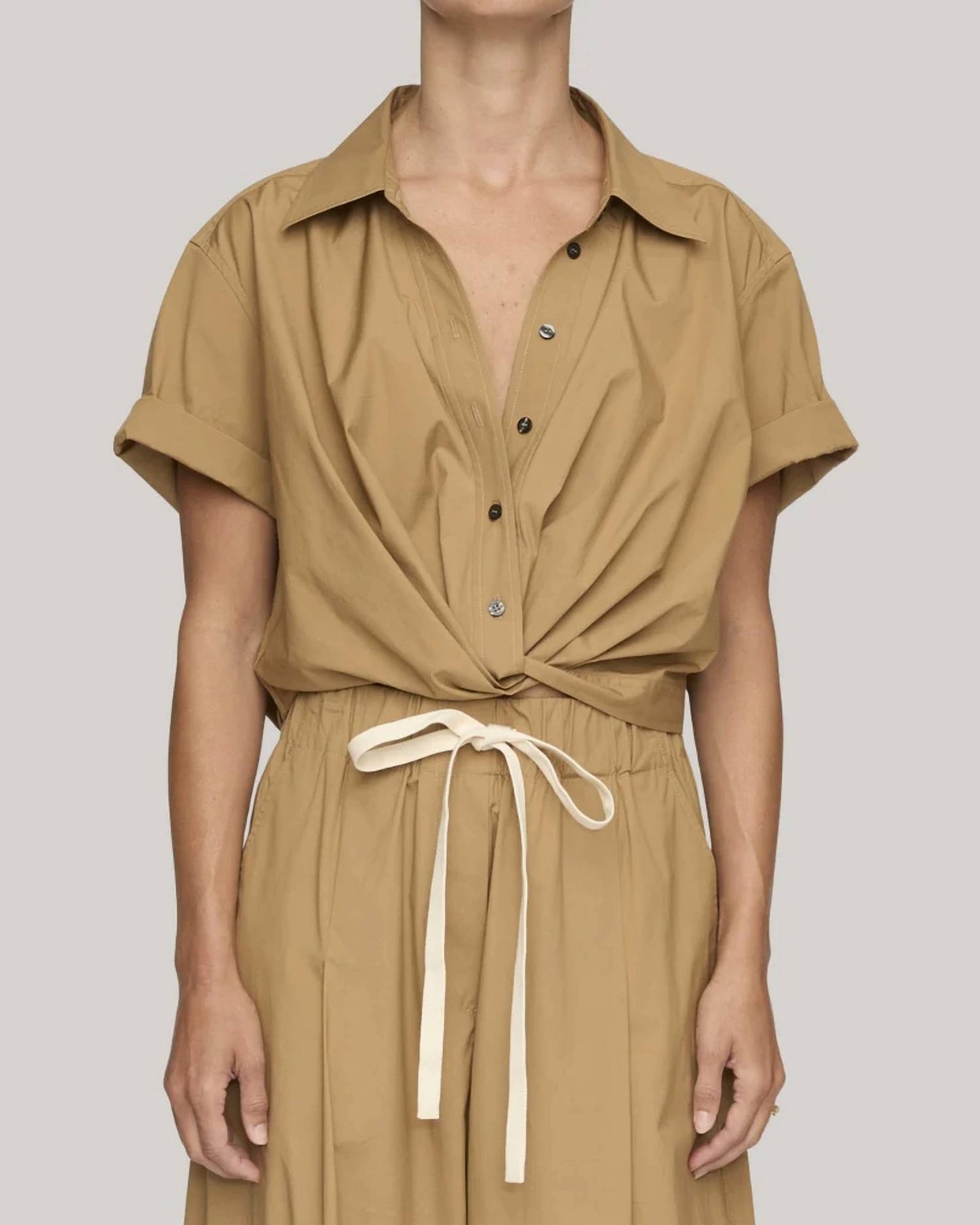 Lily Short Sleeve Cropped Cotton Shirt