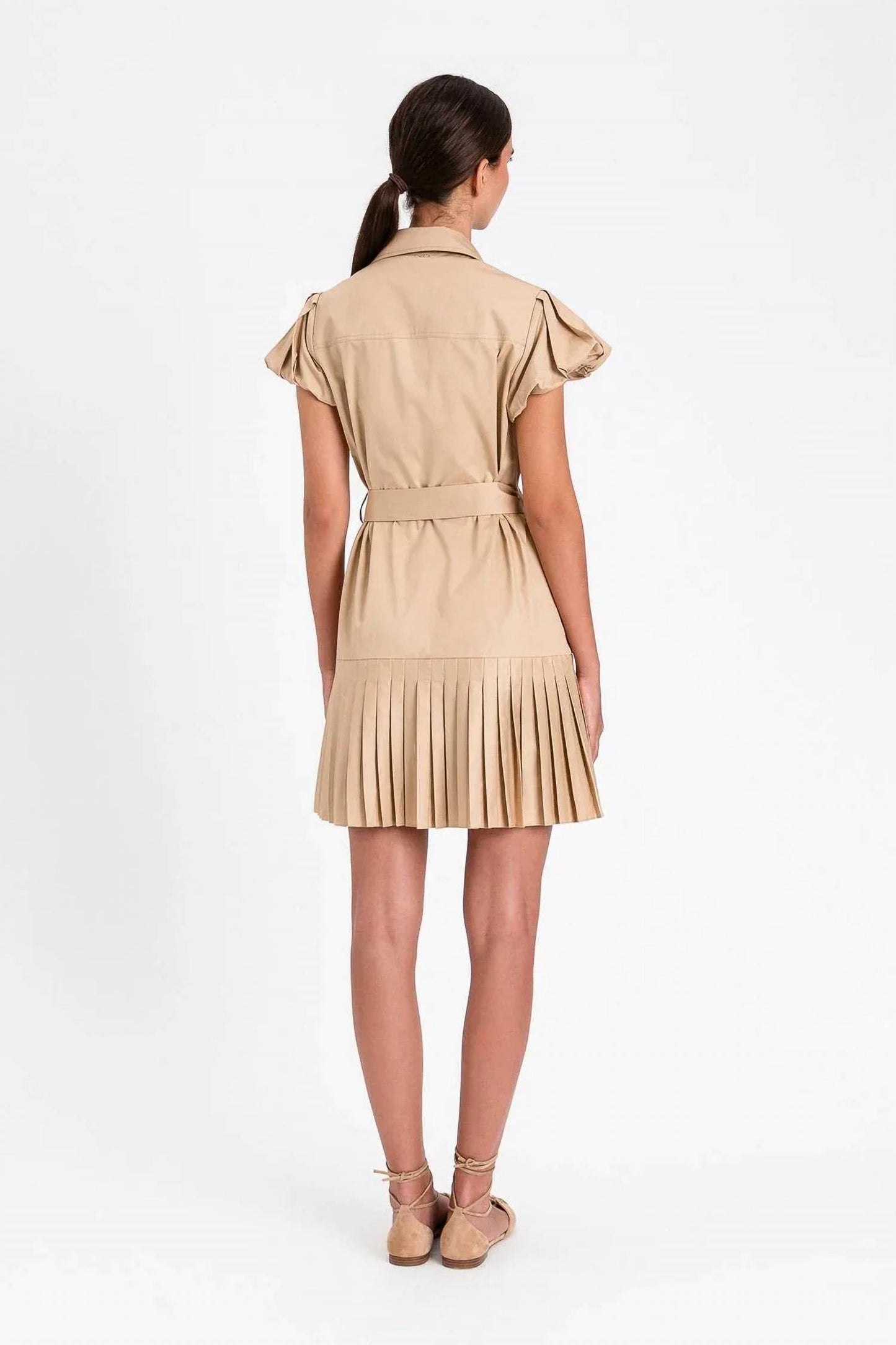 Pleated Safari Shirt Dress