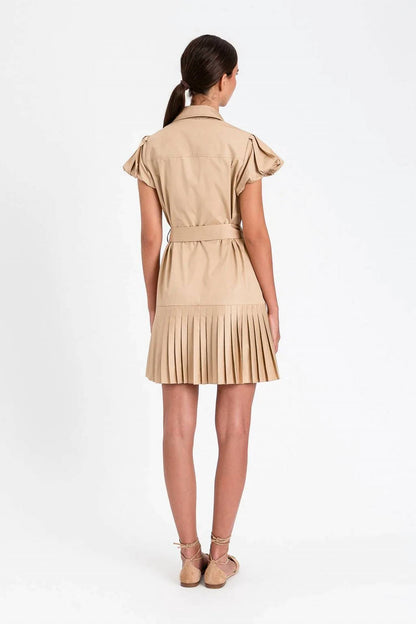Pleated Safari Shirt Dress