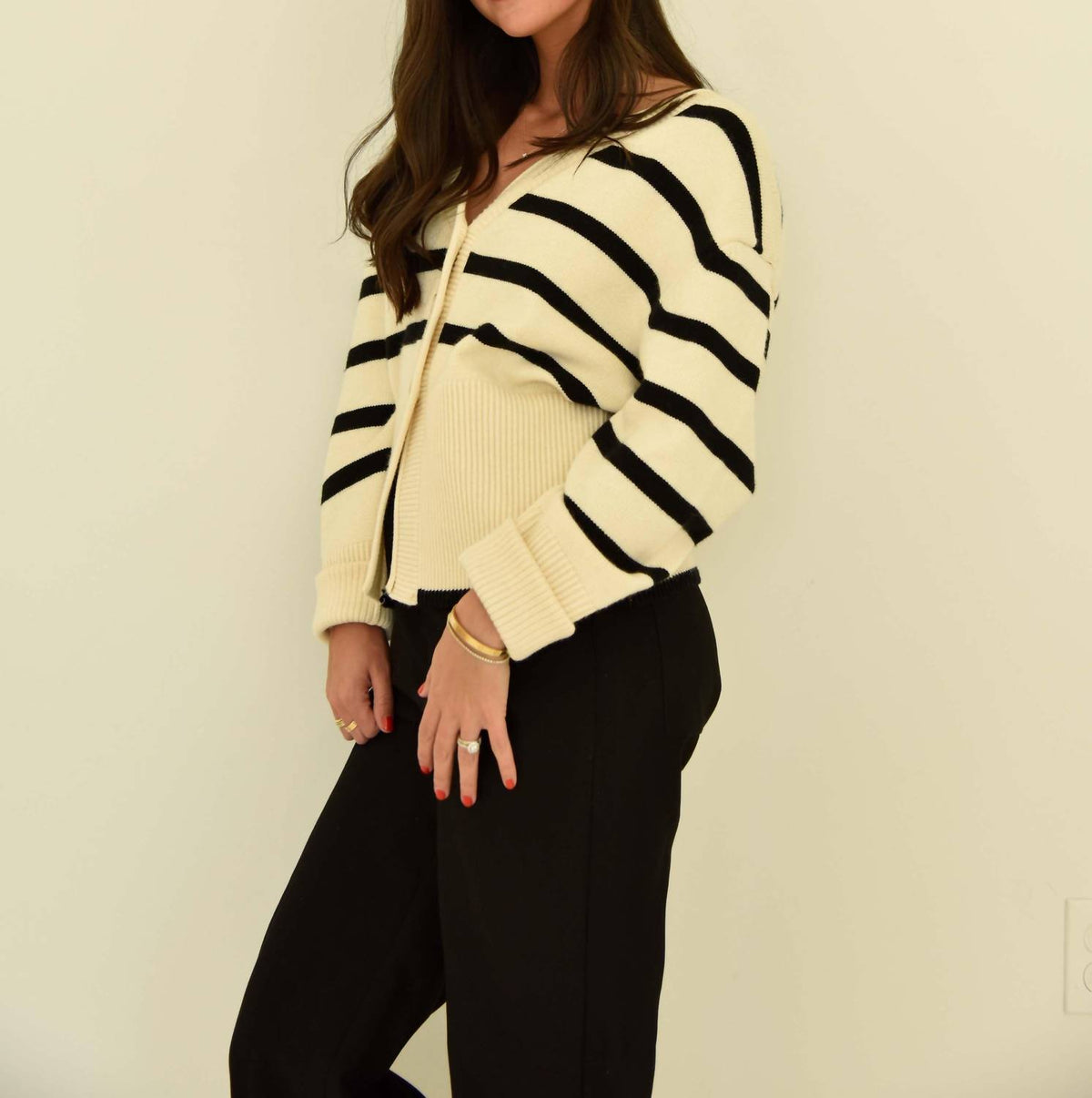 Striped Button Down Cardigan Sweater