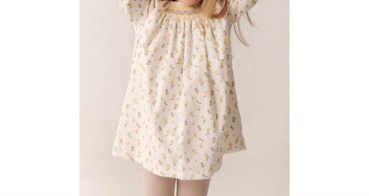 Girl's Peras Amarillo Short Sleeve Dress