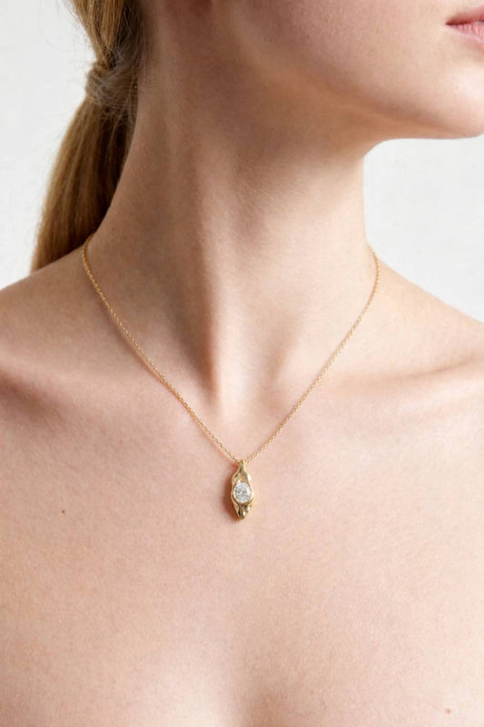 Women's Long Pendant Bezel Necklace