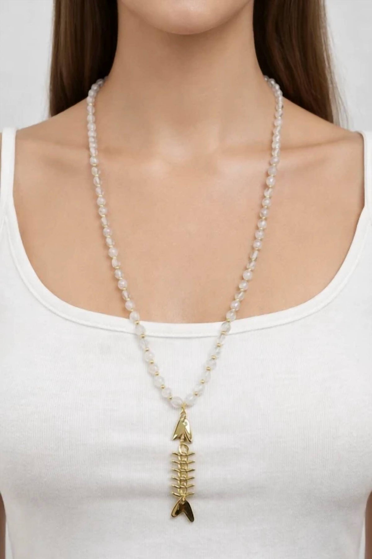 Women's Simon Bead Necklace With Skeleton Fish