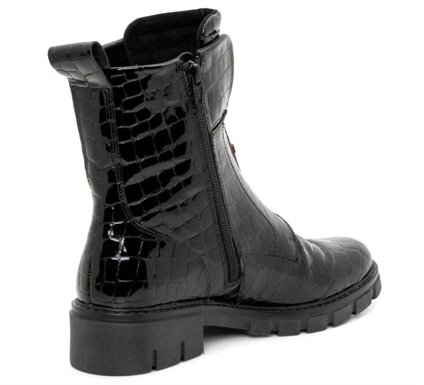 Ara Shoes - Women's Deon Croco Patent Leather Boot - Rack Hunt