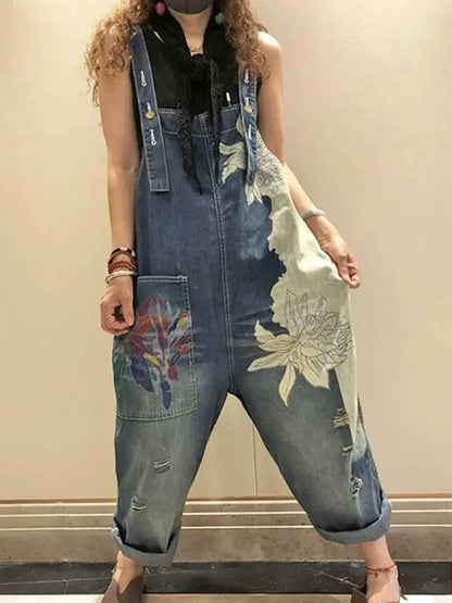Denim Luxury Bleached Overall Jumpsuit