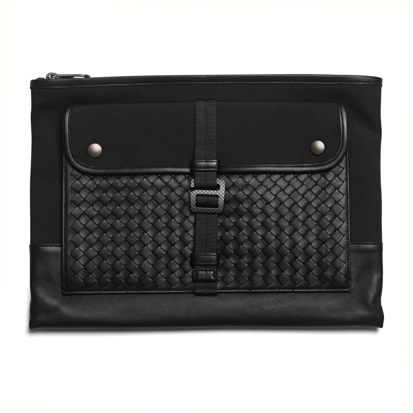 Unisex - Intrecciato Leather And Canvas Clutch