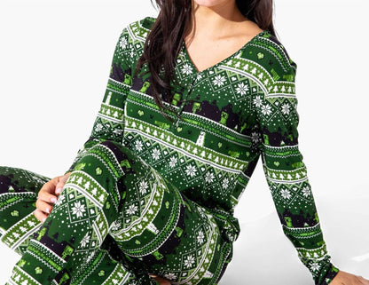 Women's Minecraft Creeper Holiday Bamboo Pajama Set
