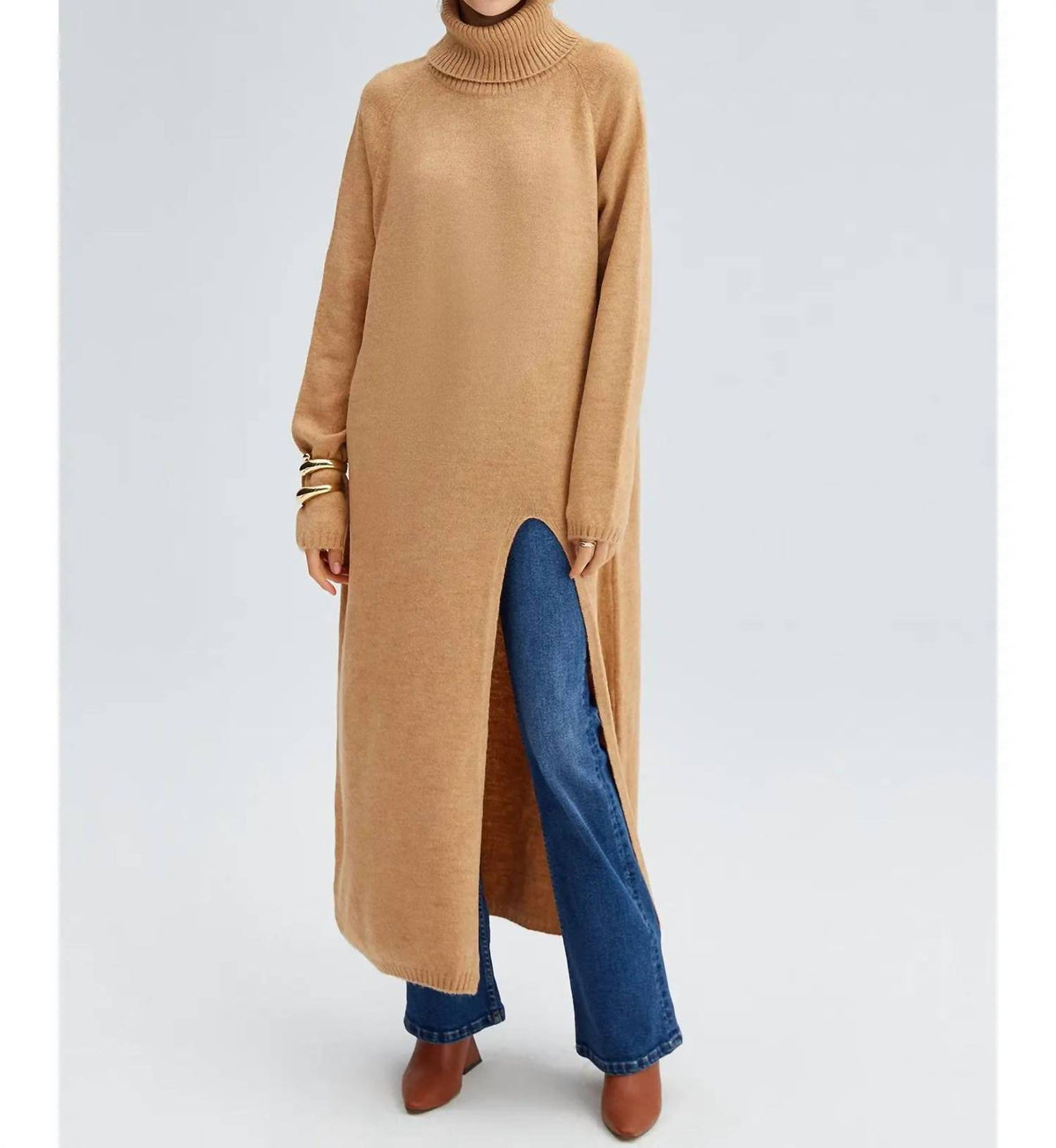 Knitting Maxi Turtleneck Sweater