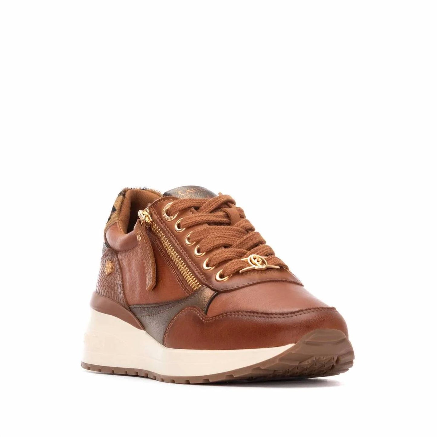 Women's Leather Wedge Lace-up Sneakers
