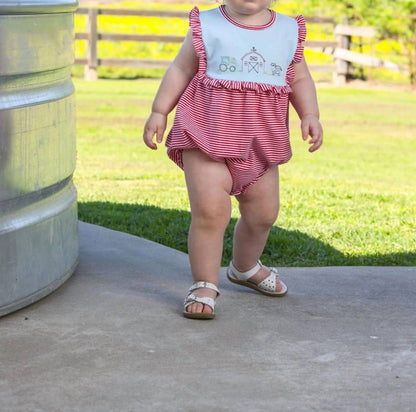 Farm Embroidery Bubble Romper