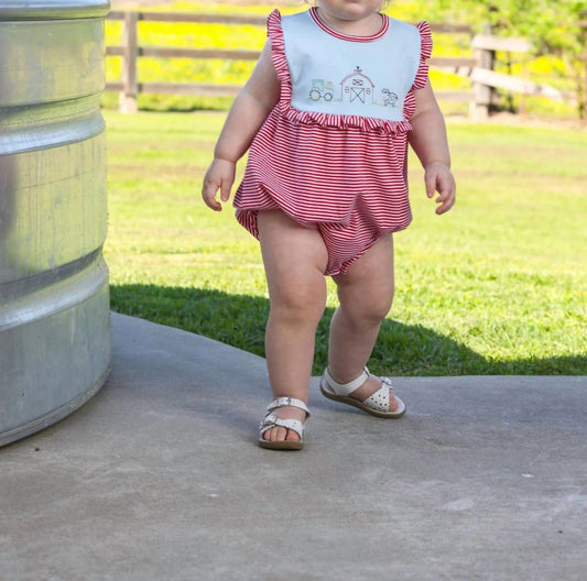 Farm Embroidery Bubble Romper