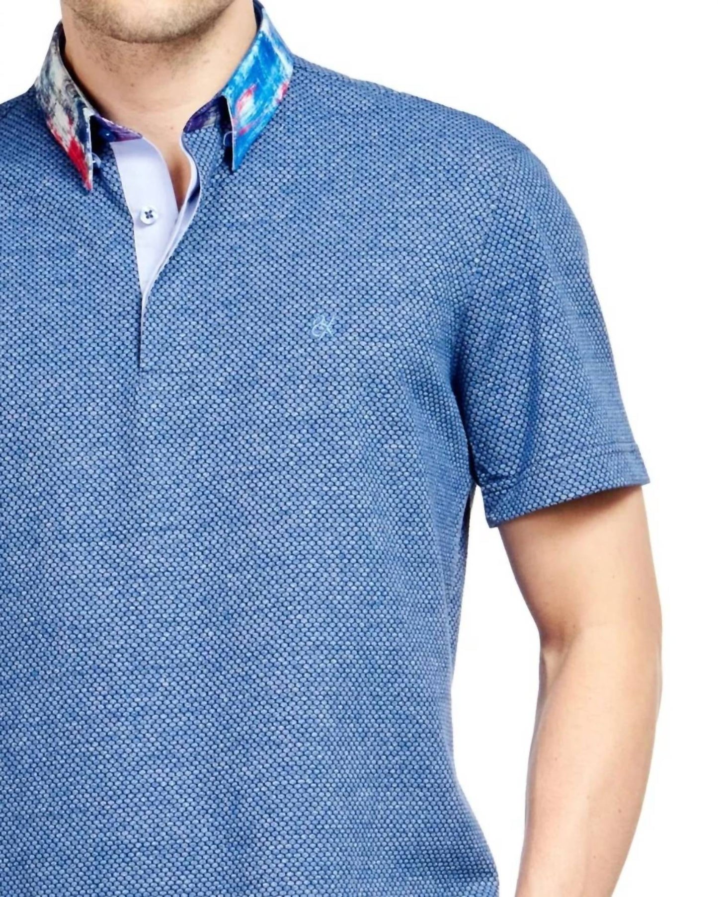Abstract Collar Textured Polo Shirt