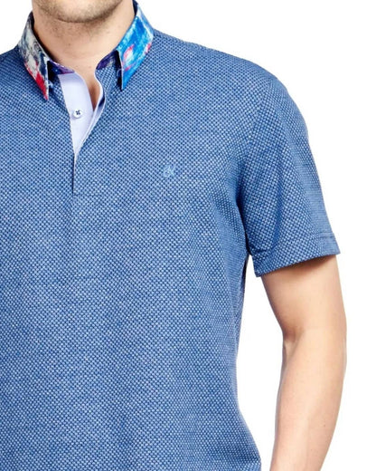 Abstract Collar Textured Polo Shirt