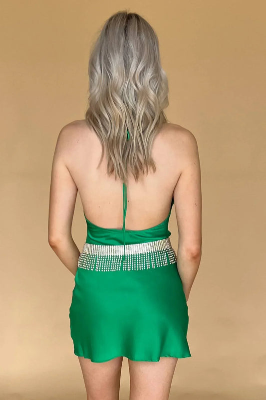 Magic - Fringe With Crystal Belt Mini Dress - Rack Hunt