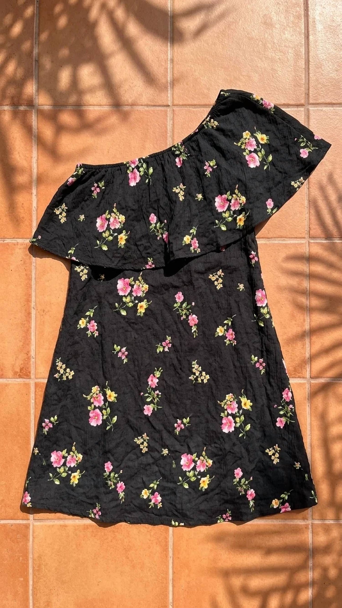 One Shoulder Floral Mini Dress