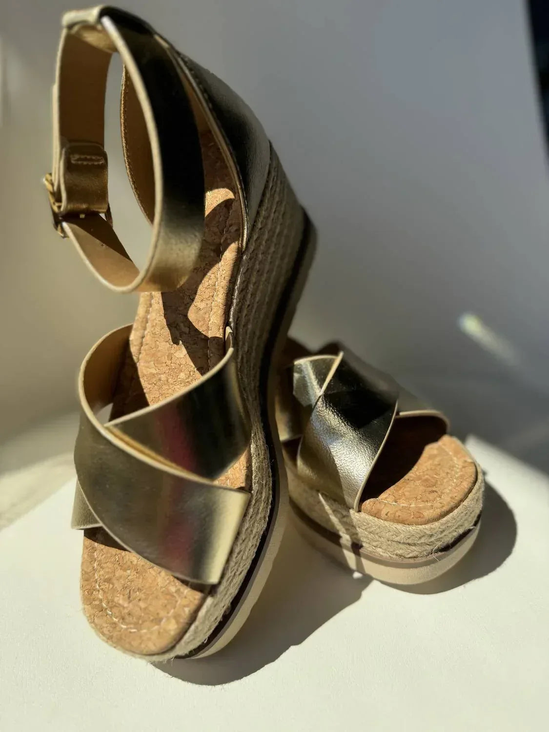 Shoe La La - Women's Cross Band Cork Wedge - Rack Hunt
