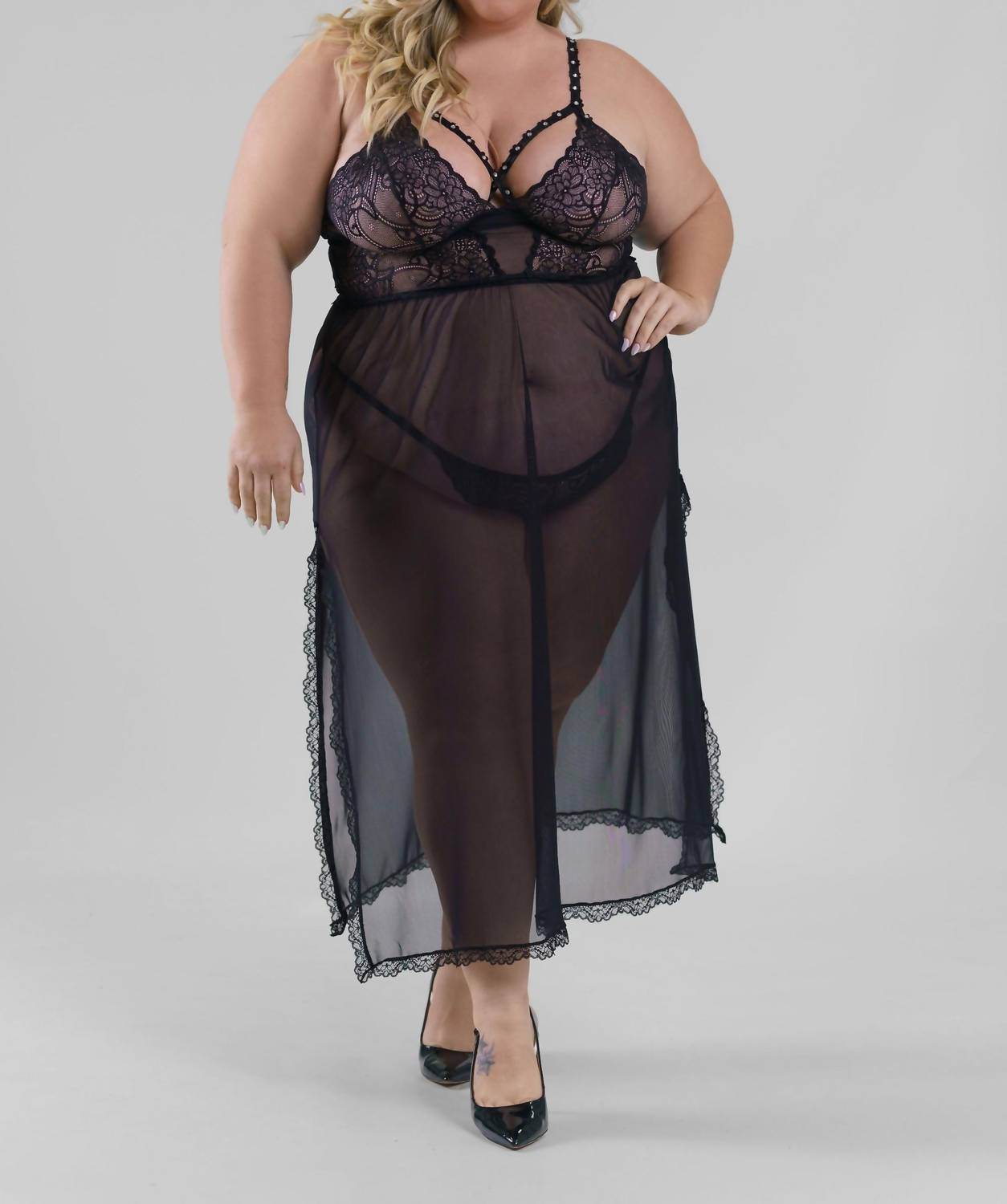 ISAYES - Sheer Long Nightwear Gown - Plus - Rack Hunt -