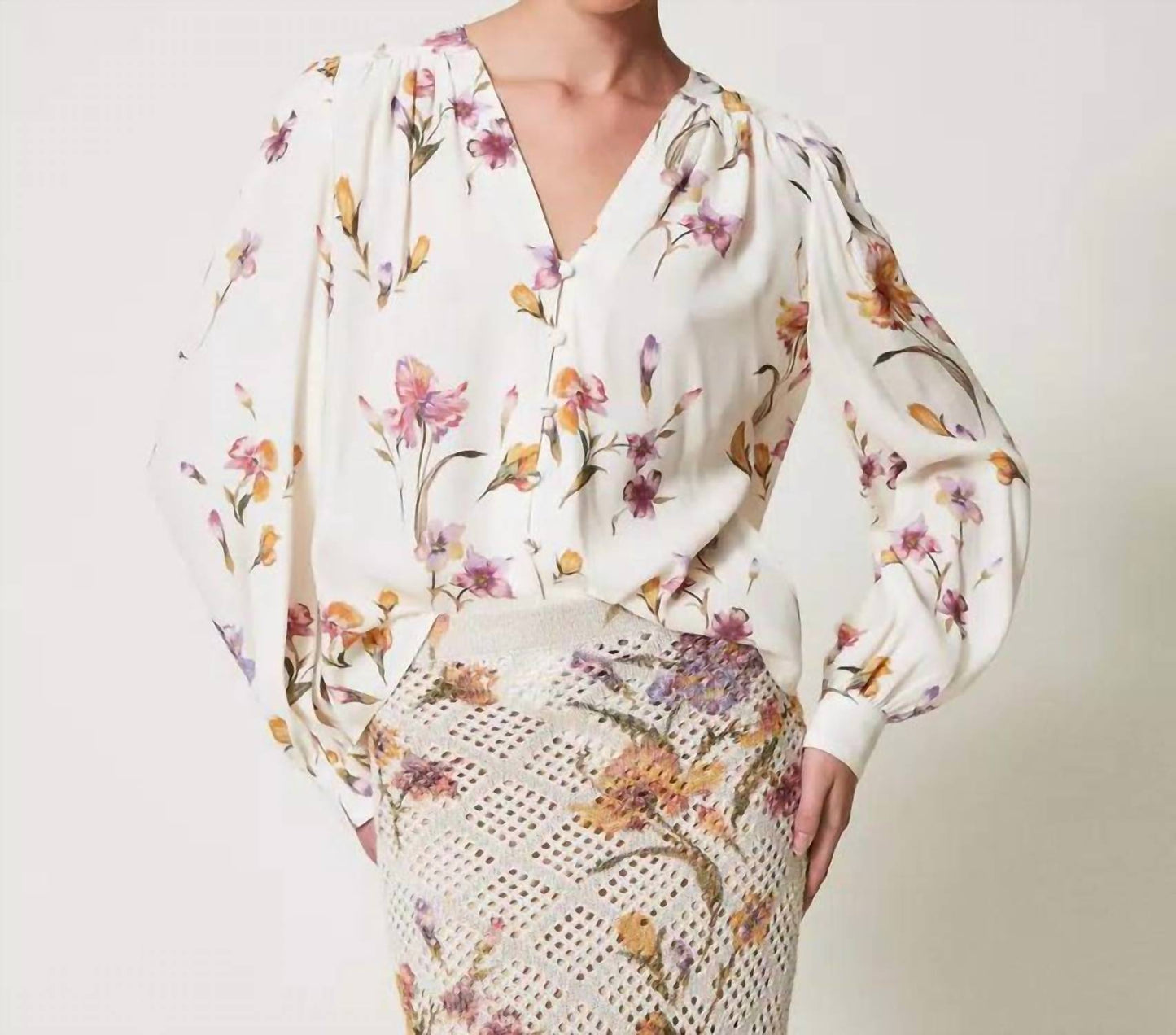 Crêpe de Chine floral shirt