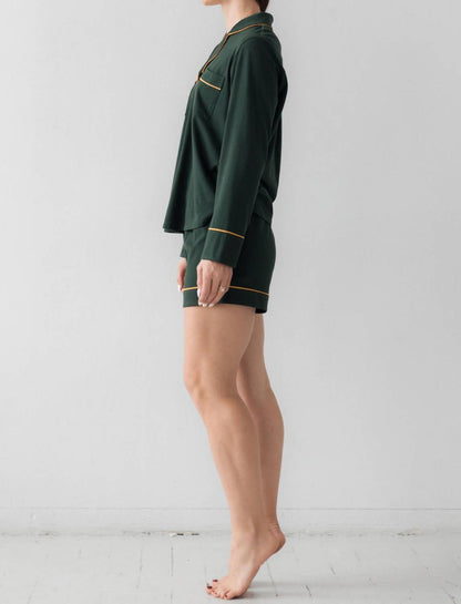 Luxury Brushed Pajama Set Long Sleeve And Shorts