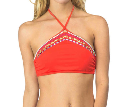 Embroidered Triangle Bikini Top