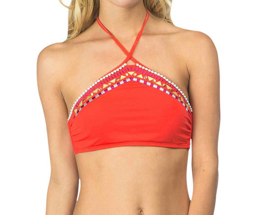 Embroidered Triangle Bikini Top