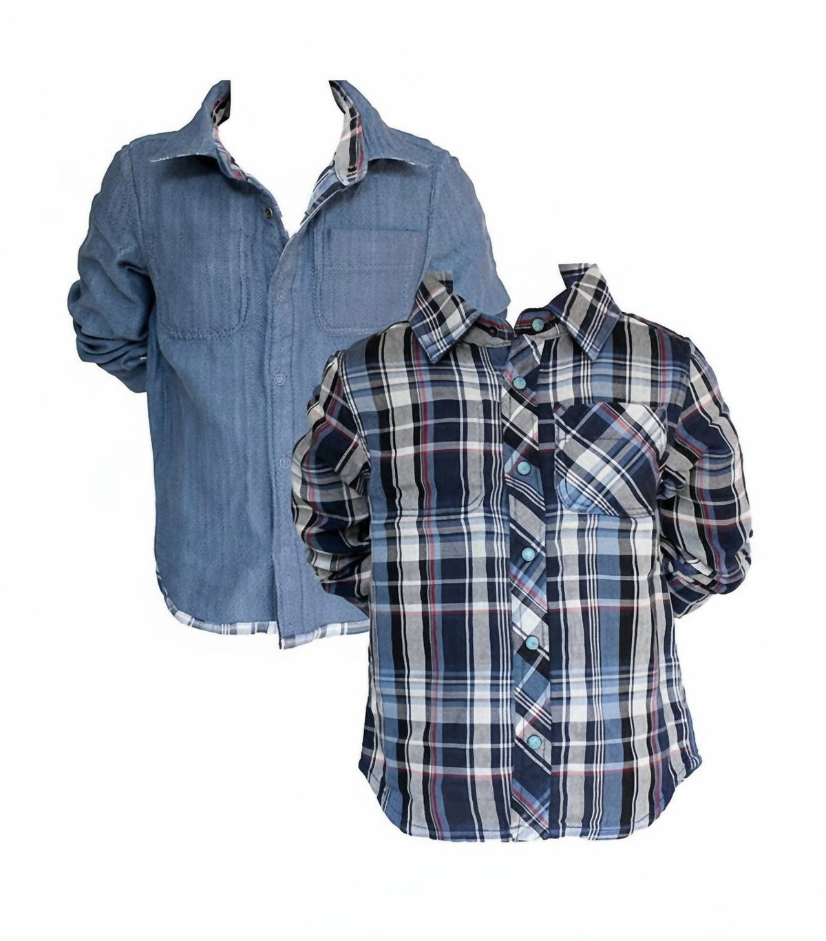 Kids Long Sleeve Reversible Plaid Shirt