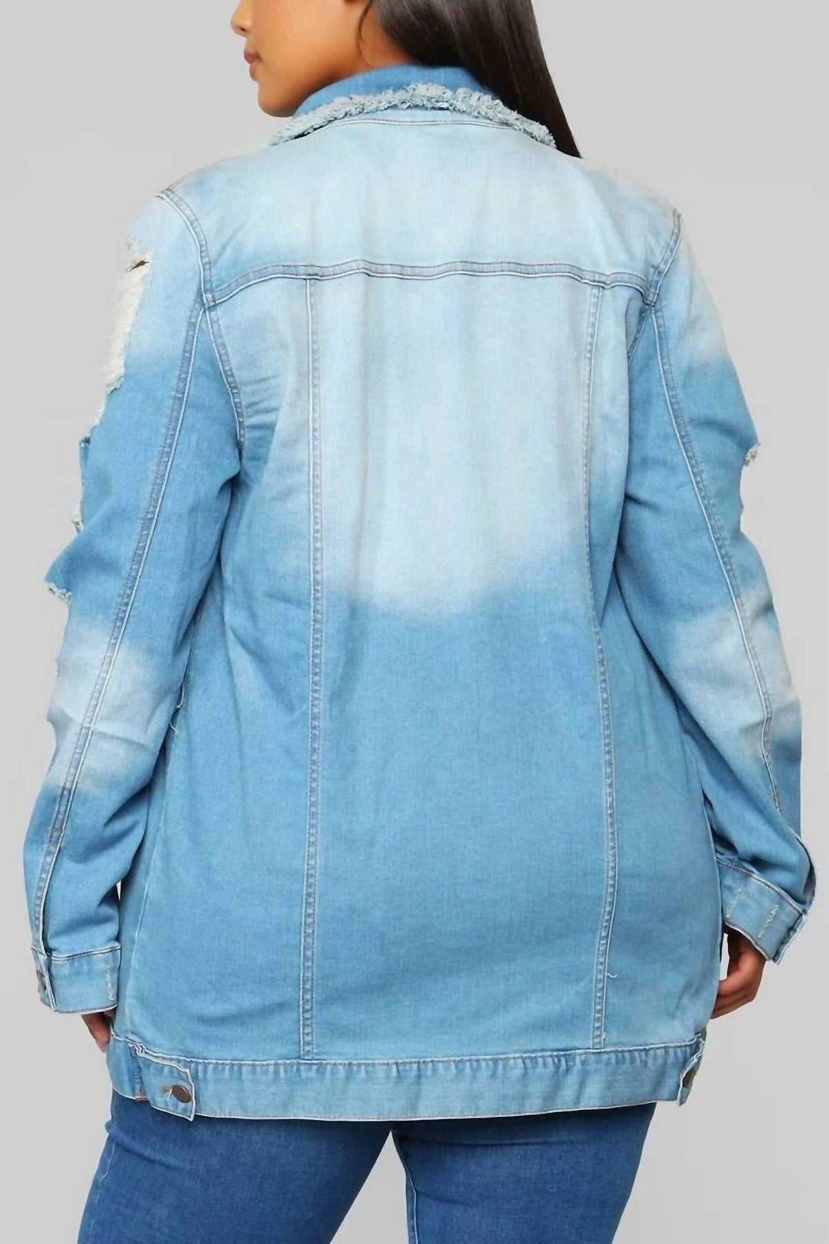 Vintage Washed Oversize Long Sleeve Jacket - Plus