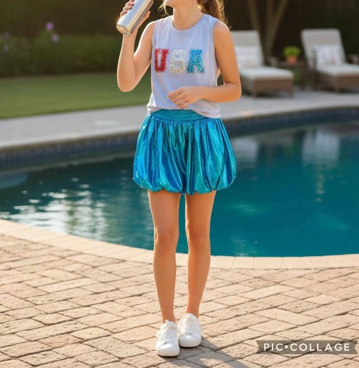 Girl's Metallic Bubble Skort