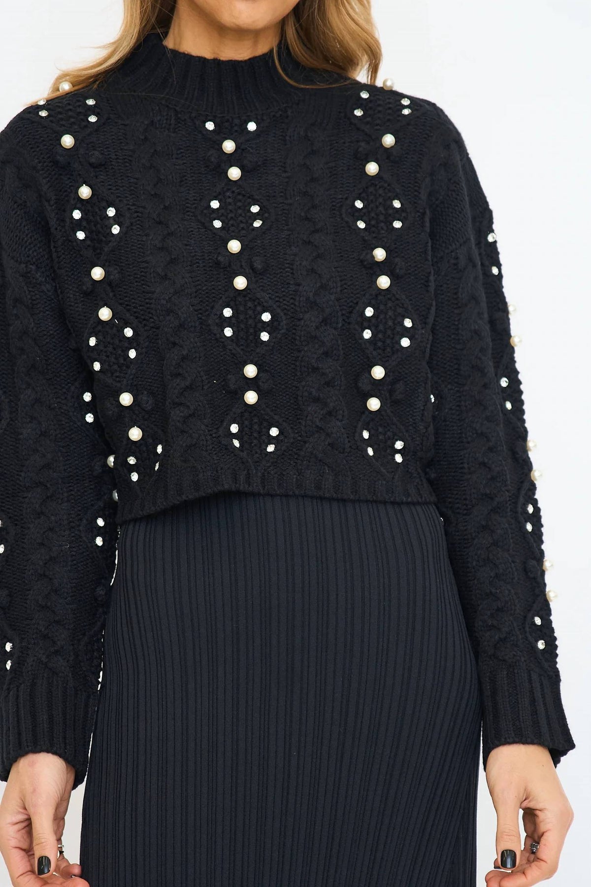 Pearl Cable Knit Sweater Top