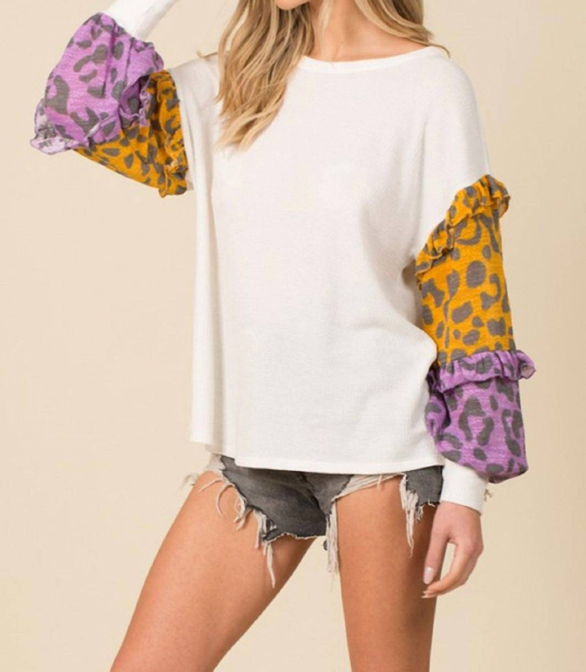 Color Block Leopard Top