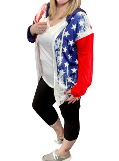 American Flag Printed Zip Hoodie
