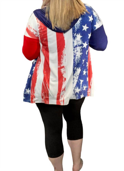 American Flag Printed Zip Hoodie