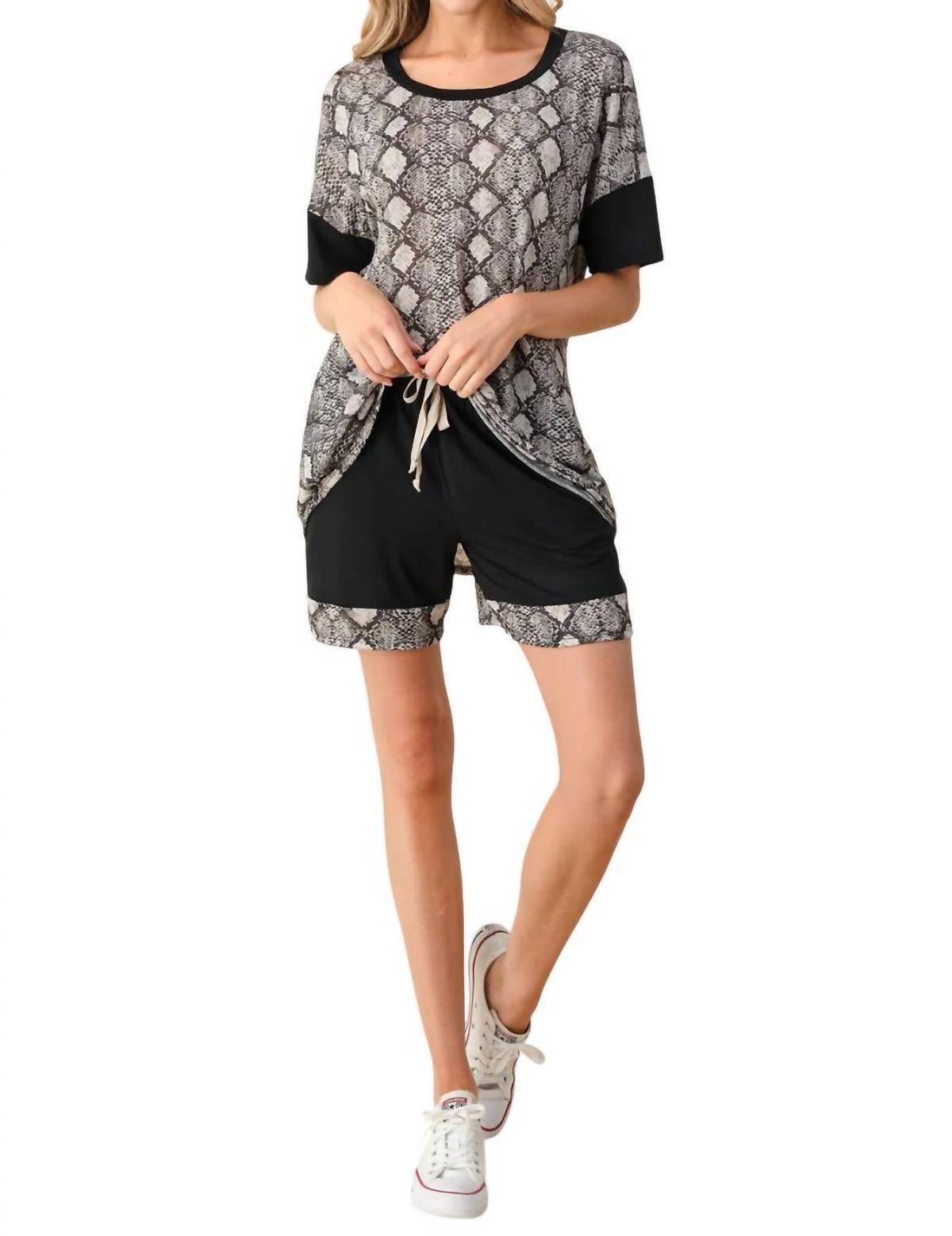Snake Print Loungewear Short Set