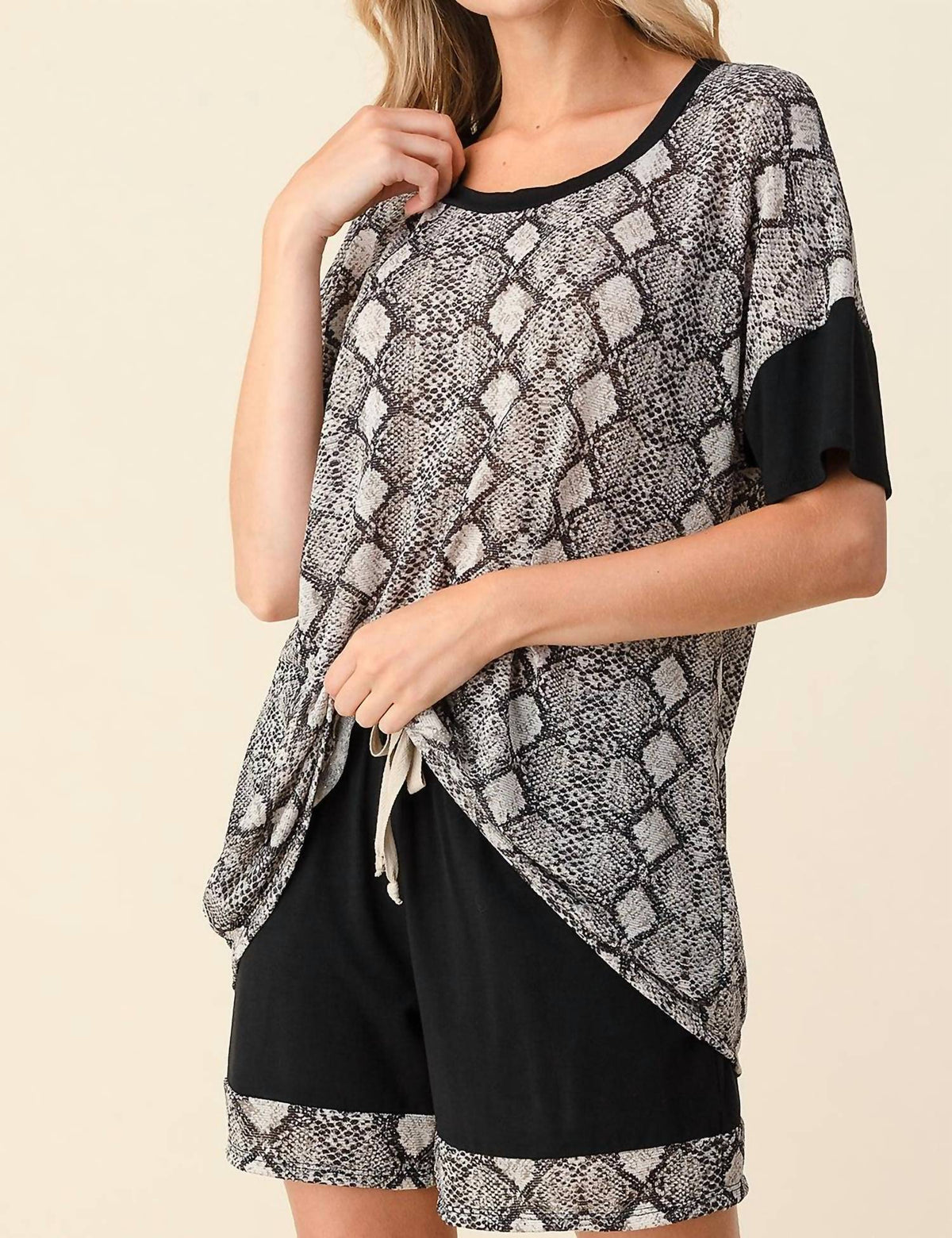 Snake Print Loungewear Short Set