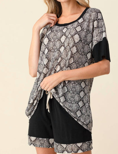 Snake Print Loungewear Short Set