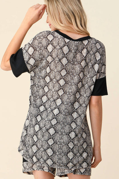 Snake Print Loungewear Short Set