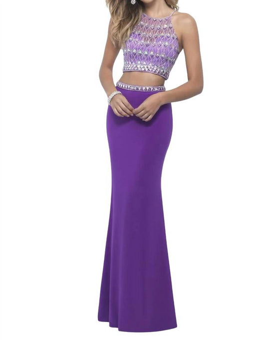 Beaded Jersey Two Piece Gown