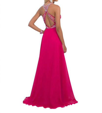 Beaded Mesh Bodice Gown