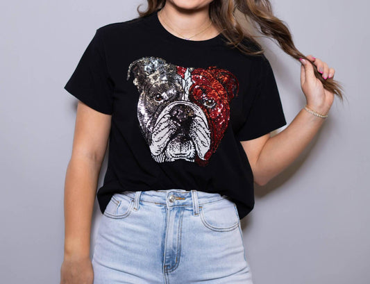 Bulldog Red Sequins Tee