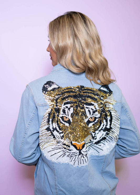 Tiger Sequin Denim Jacket