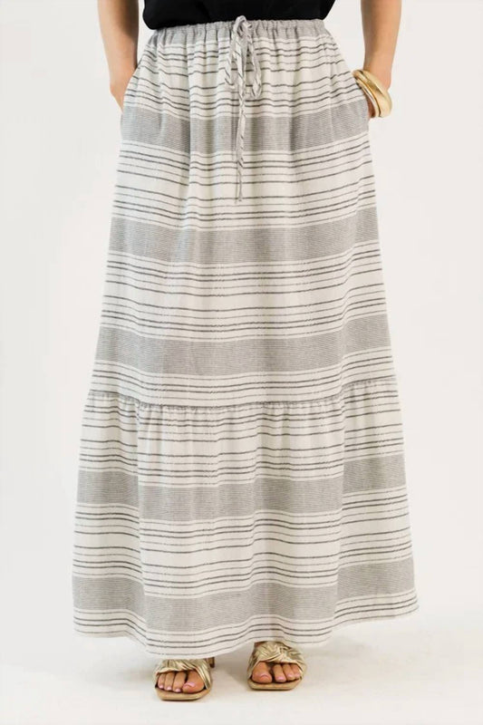 Isla Vista Striped Drawstring Maxi Skirt