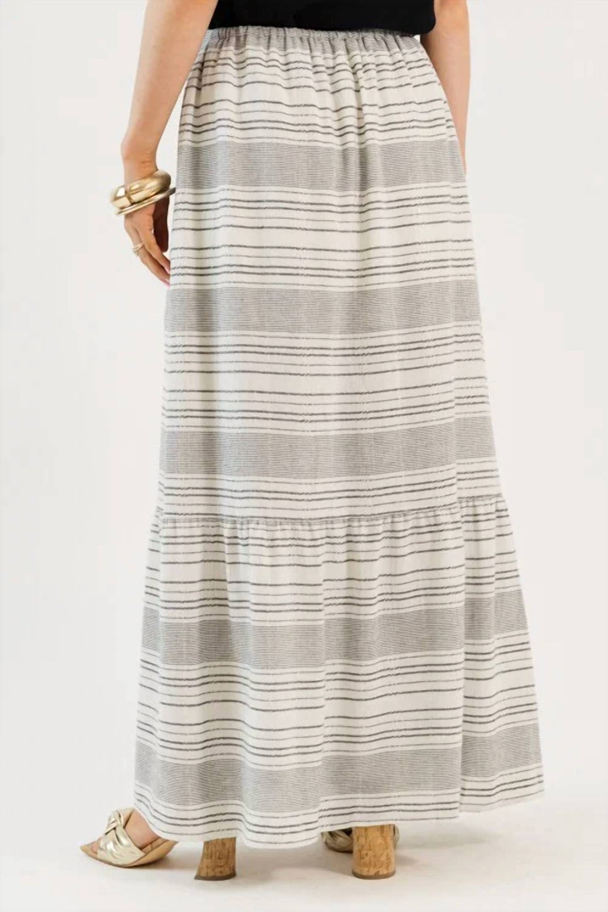 Isla Vista Striped Drawstring Maxi Skirt