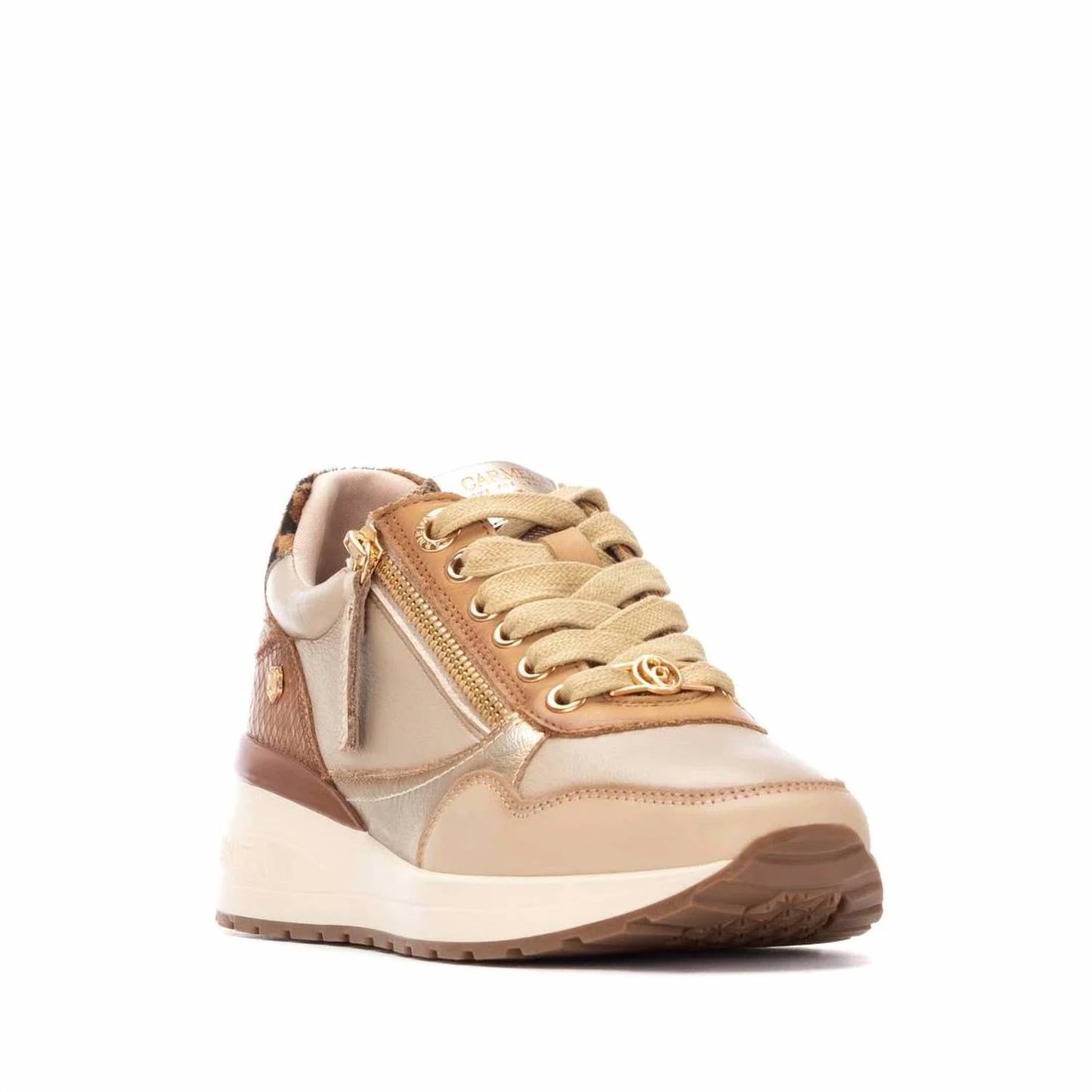 Women's Leather Wedge Lace-up Sneakers