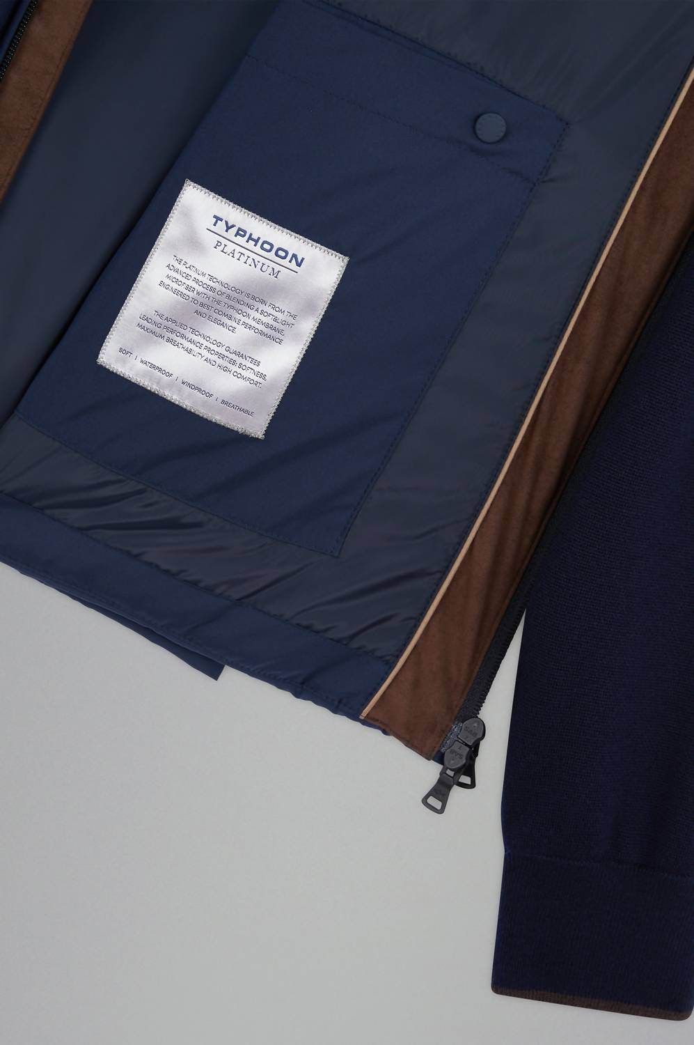 Paul & Shark - Men's Wool Full Zip Hybrid Jacket With Typhoon Platinum & Alcantara - Rack Hunt -